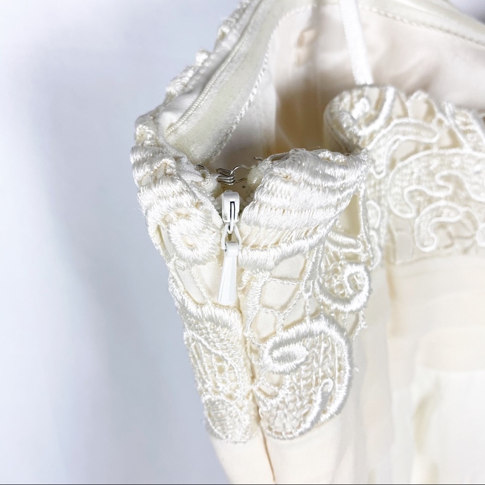 AIDAN MATTOX Ivory Embroidery Ruffle Bridal Dress - Picture 5 of 5